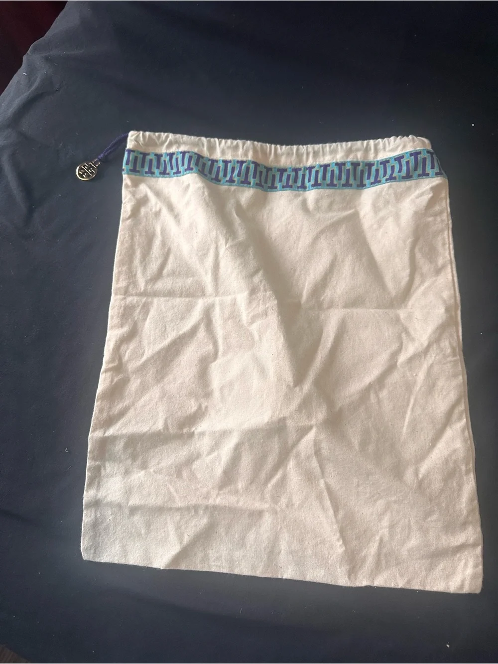 Tory Burch branded white canvas dust bag
